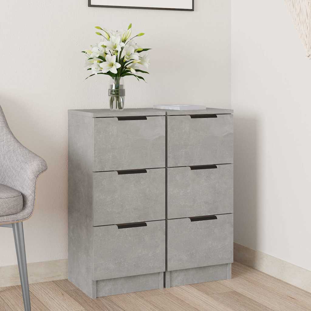 vidaXL Sideboards 2 pcs Concrete Grey 30x30x70 cm Engineered Wood 1