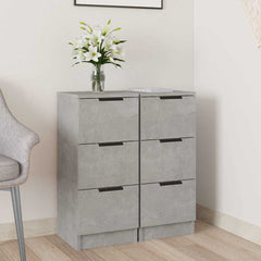 vidaXL Sideboards 2 pcs Concrete Grey 30x30x70 cm Engineered Wood 1