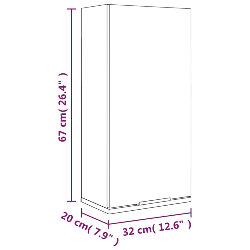 Wall-mounted Bathroom Cabinet High Gloss White 32x20x67 cm