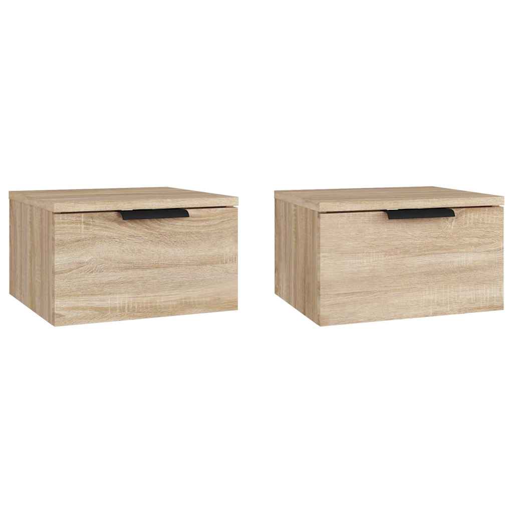 vidaXL Wall-mounted Bedside Cabinets 2 pcs Sonoma Oak 34x30x20 cm 2