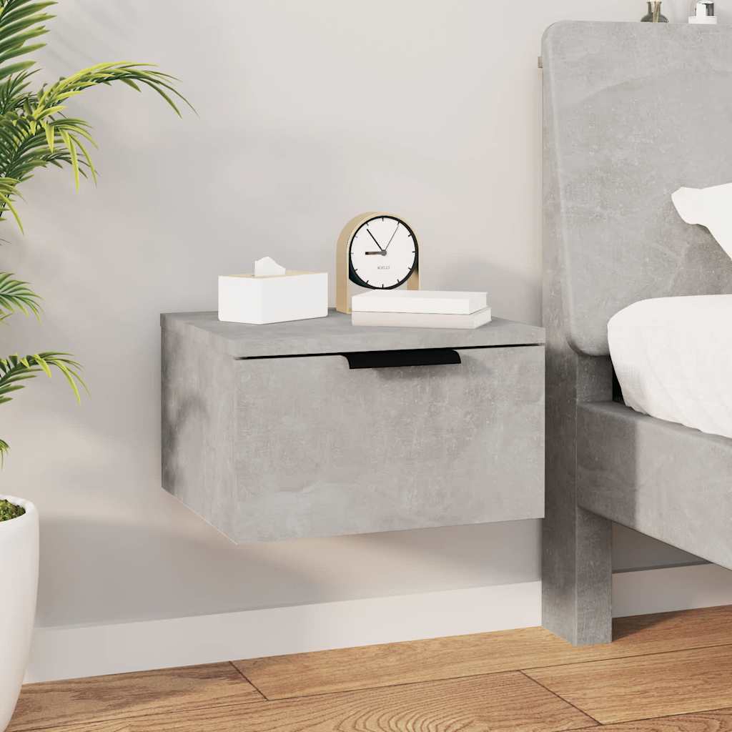 vidaXL Wall-mounted Bedside Cabinets 2 pcs Concrete Grey 34x30x20 cm 3
