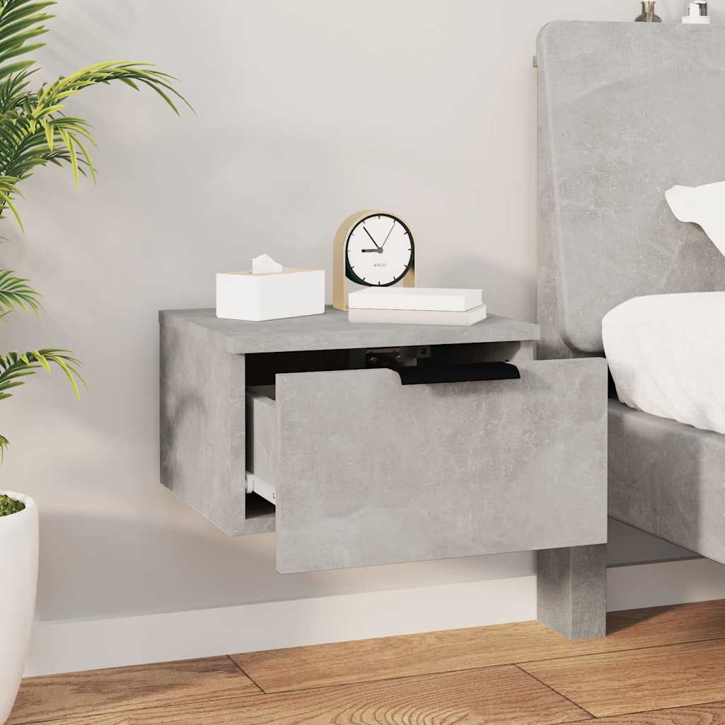 vidaXL Wall-mounted Bedside Cabinets 2 pcs Concrete Grey 34x30x20 cm 4