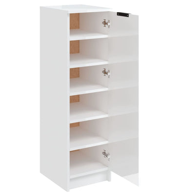 Shoe Cabinet High Gloss White 30x35x100 cm Engineered Wood