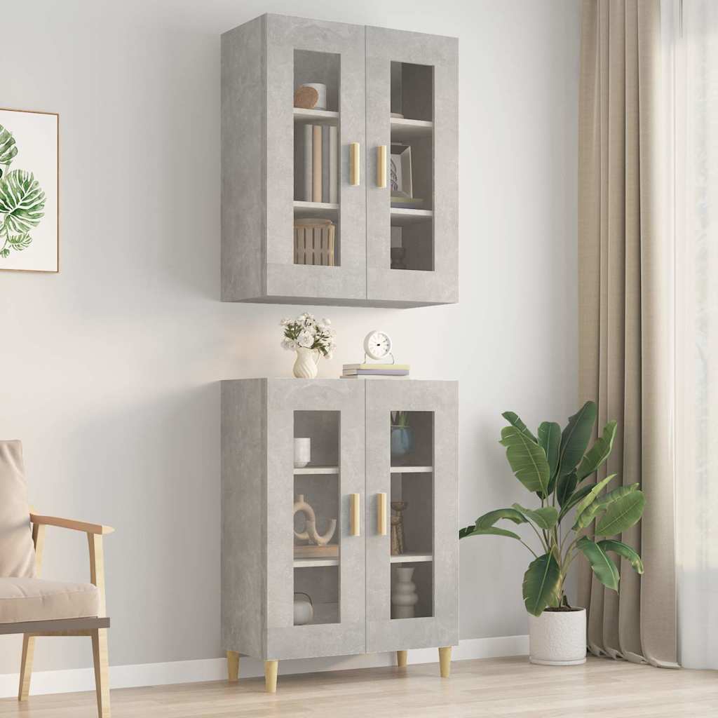 vidaXL Hanging Wall Cabinet Concrete Grey 69.5x34x90 cm 1