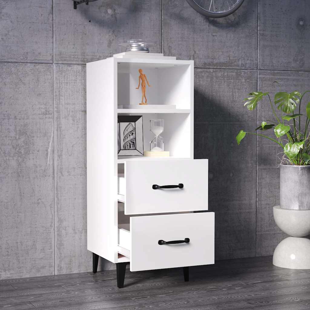 vidaXL Sideboard High Gloss White 34.5x34x90 cm Engineered Wood 3