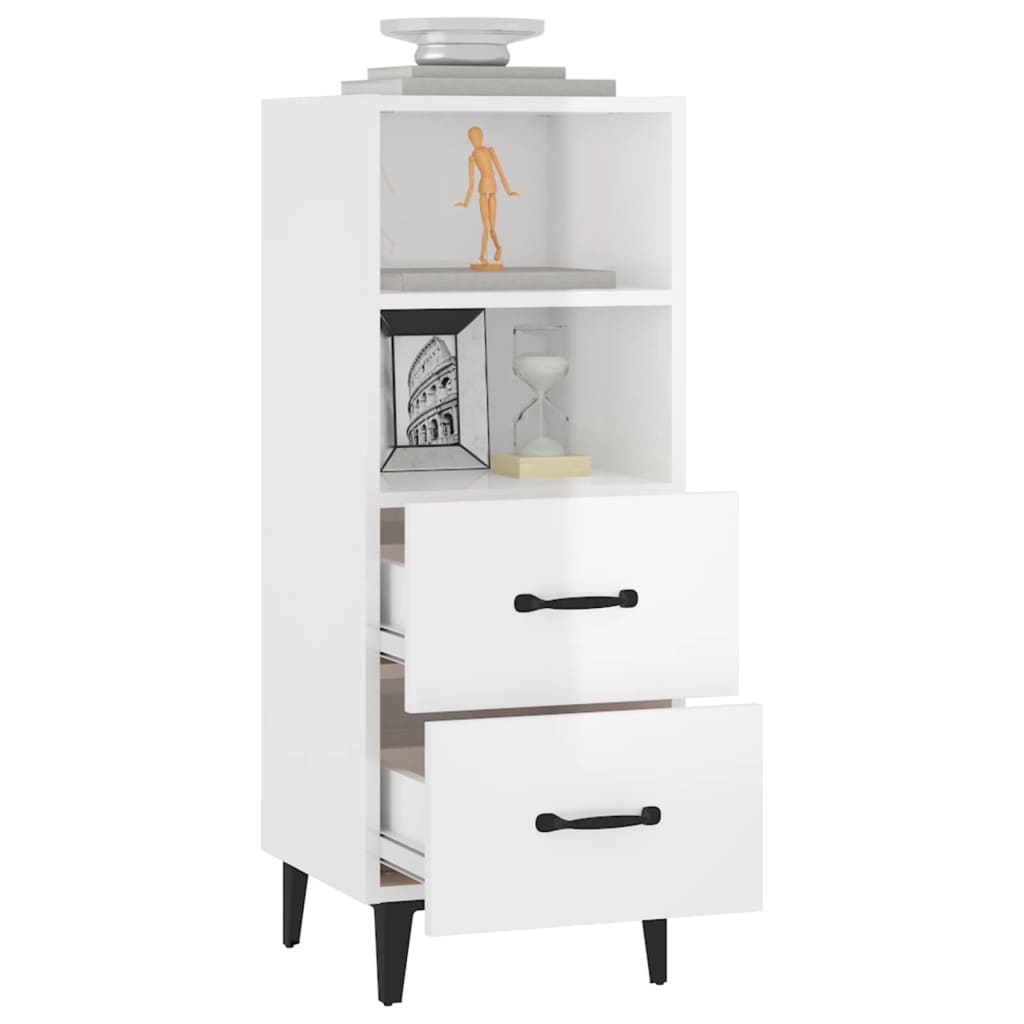 vidaXL Sideboard High Gloss White 34.5x34x90 cm Engineered Wood 5