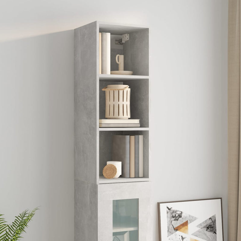 Wall Cabinet Concrete Grey 34.5x32.5x90 cm Engineered Wood