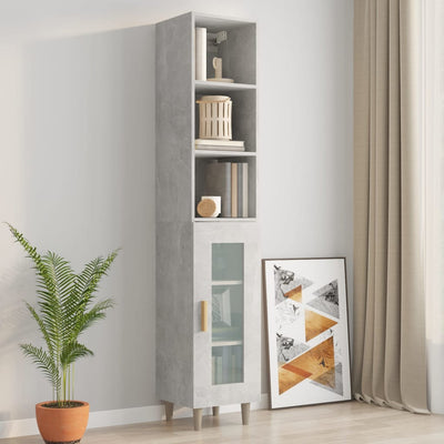 Wall Cabinet Concrete Grey 34.5x32.5x90 cm Engineered Wood