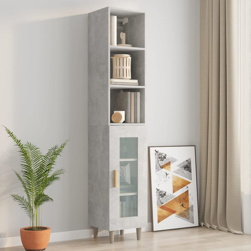 Wall Cabinet Concrete Grey 34.5x32.5x90 cm Engineered Wood