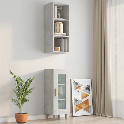 Wall Cabinet Concrete Grey 34.5x32.5x90 cm Engineered Wood