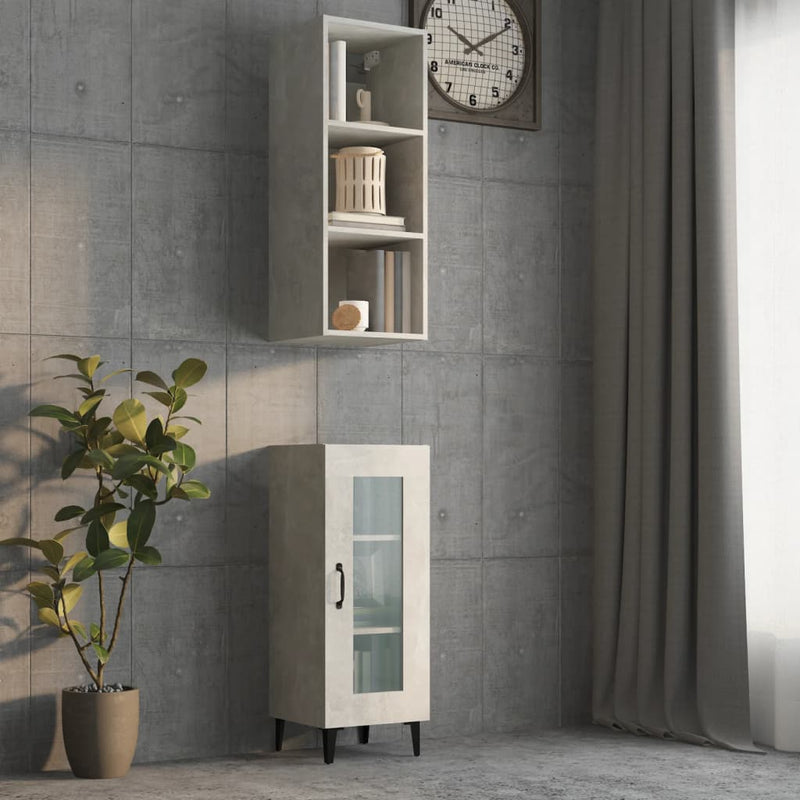 Wall Cabinet Concrete Grey 34.5x32.5x90 cm Engineered Wood