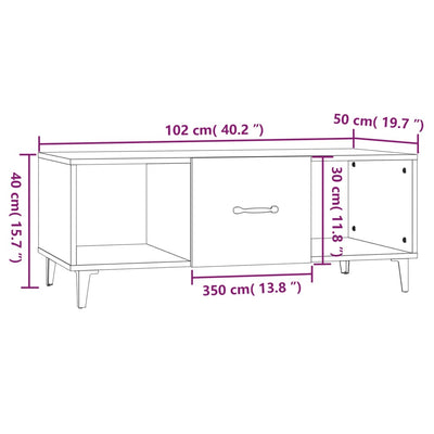 Coffee Table High Gloss White 102x50x40 cm Engineered Wood