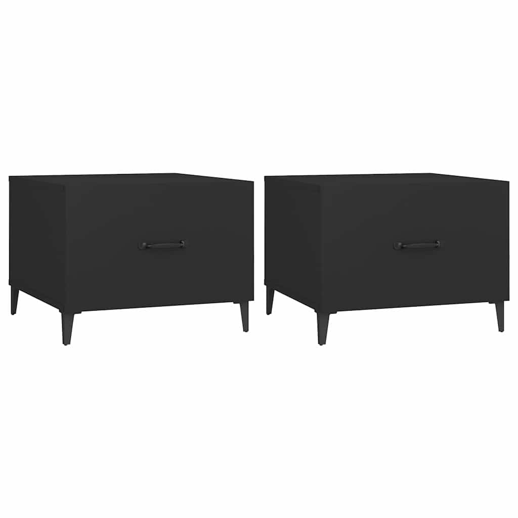 vidaXL Coffee Table with Metal Legs 2 pcs Black 50x50x40 cm 2