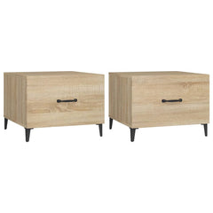 vidaXL Coffee Table with Metal Legs 2 pcs Sonoma Oak 50x50x40 cm 2