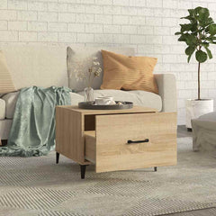 vidaXL Coffee Table with Metal Legs 2 pcs Sonoma Oak 50x50x40 cm 3