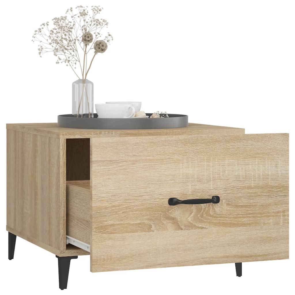 vidaXL Coffee Table with Metal Legs 2 pcs Sonoma Oak 50x50x40 cm 5