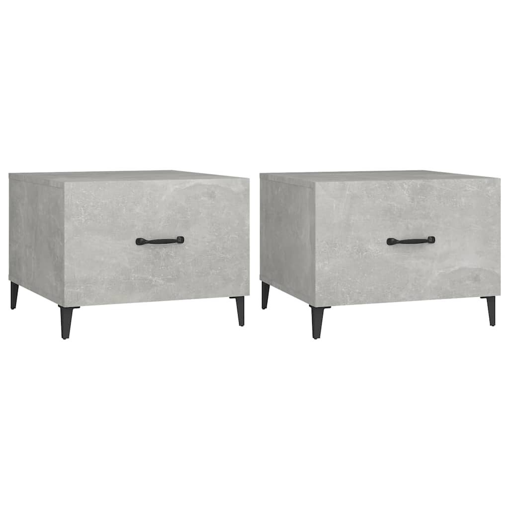 vidaXL Coffee Table with Metal Legs 2 pcs Concrete Grey 50x50x40 cm 2