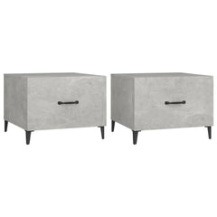 vidaXL Coffee Table with Metal Legs 2 pcs Concrete Grey 50x50x40 cm 2