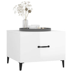 vidaXL Coffee Table with Metal Legs High Gloss White 50x50x40 cm 4