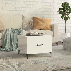 vidaXL Coffee Table with Metal Legs High Gloss White 50x50x40 cm 1
