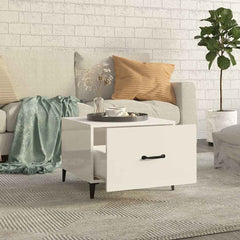 vidaXL Coffee Tables with Metal Legs 2 pcs High Gloss White 50x50x40 cm 3
