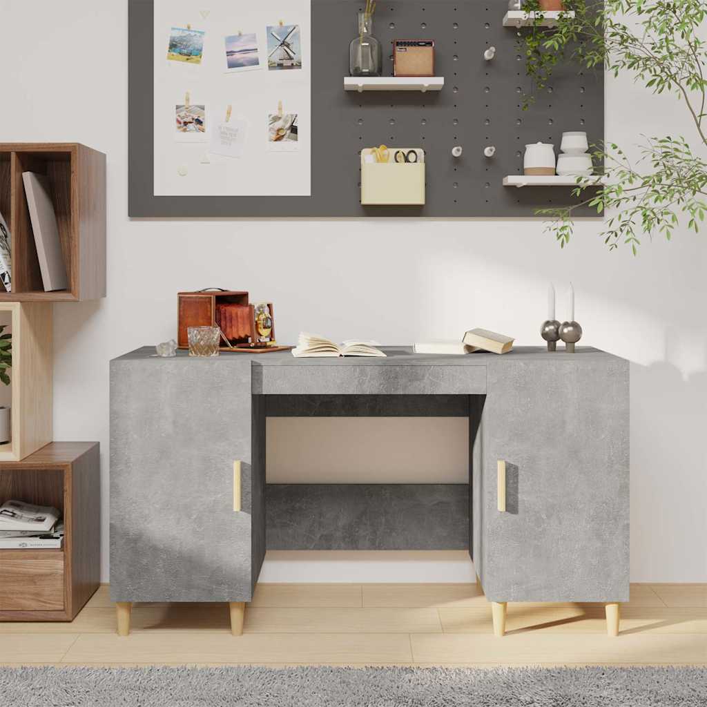 Desk 140x50x75 cm Engineered Wood Concrete grey