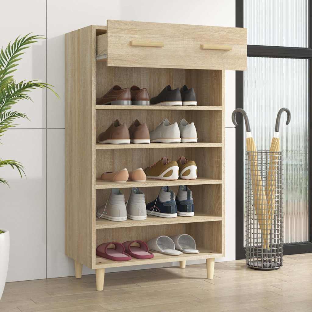 vidaXL Shoe Cabinet Sonoma Oak 60x35x105 cm Engineered Wood 3