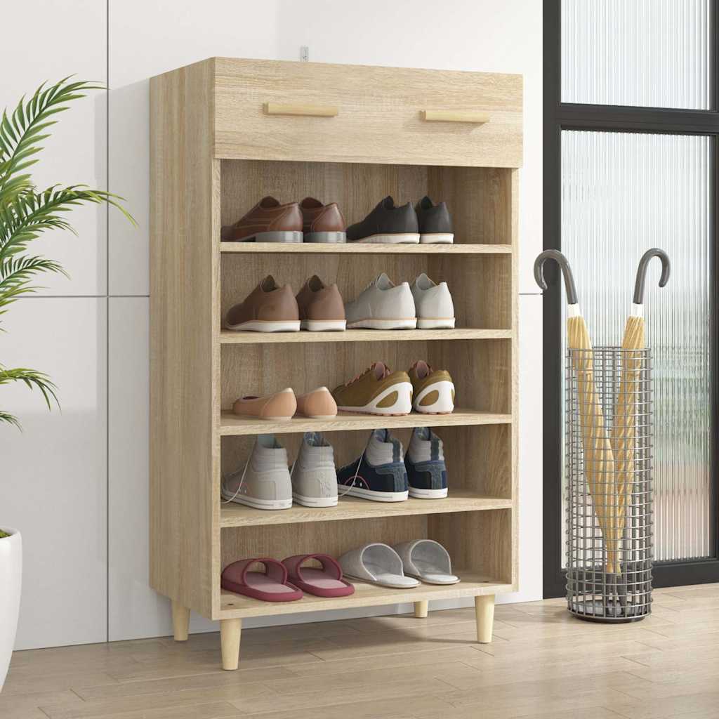 vidaXL Shoe Cabinet Sonoma Oak 60x35x105 cm Engineered Wood 1