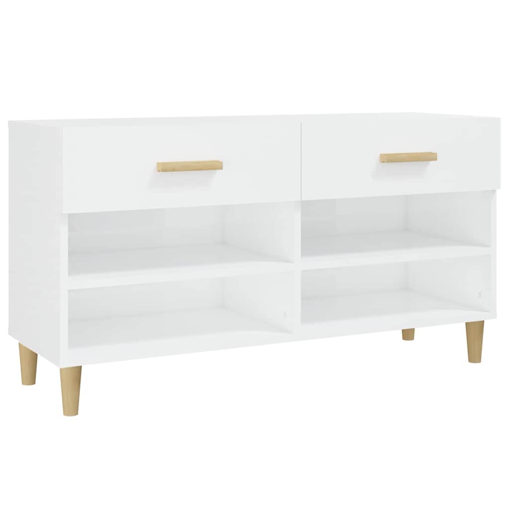 vidaXL Shoe Cabinet | High gloss white | Engineered wood 2