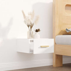 vidaXL Wall-mounted Bedside Cabinet White 35x35x20 cm 3