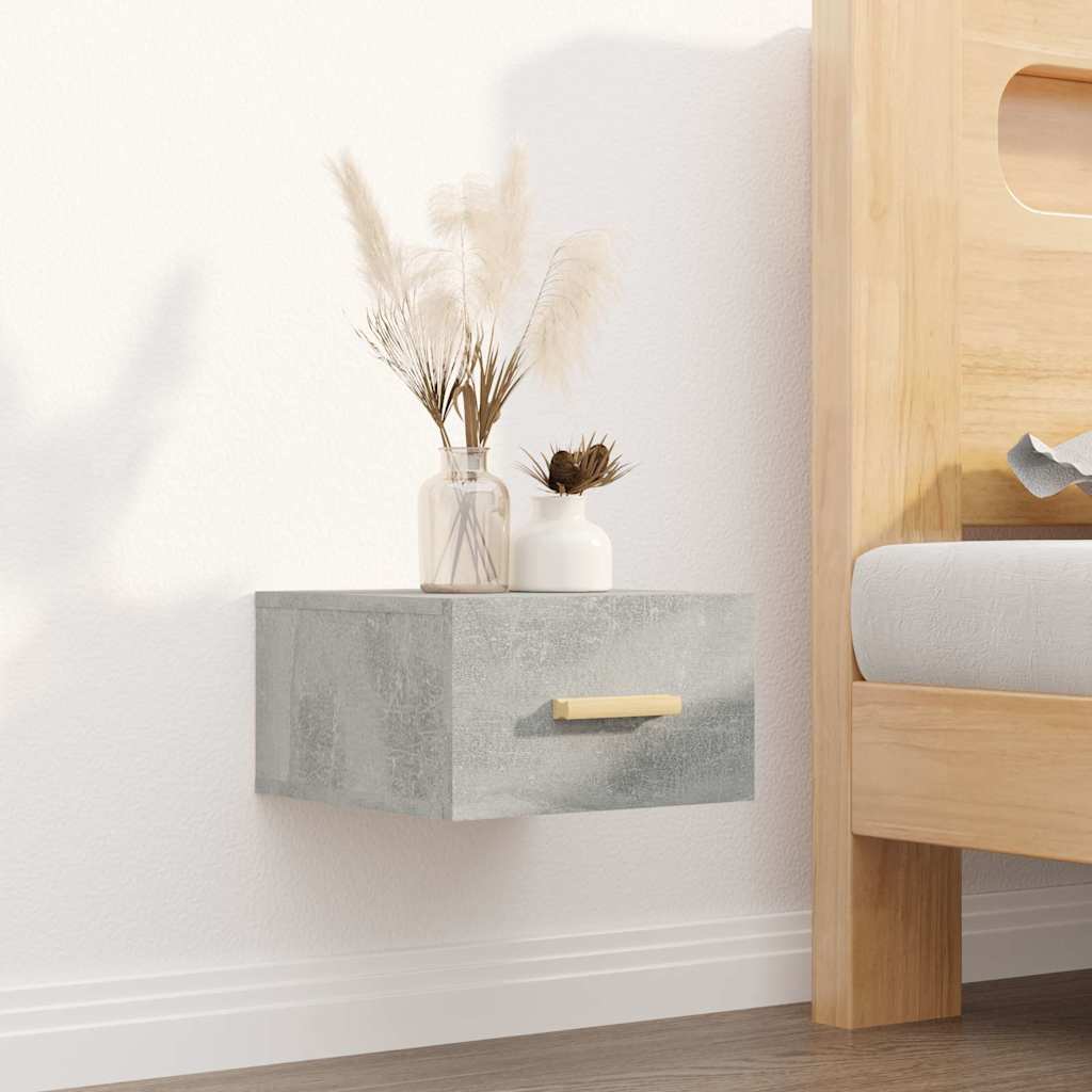 vidaXL Wall-mounted Bedside Cabinets 2 pcs Concrete Grey 35x35x20 cm 3