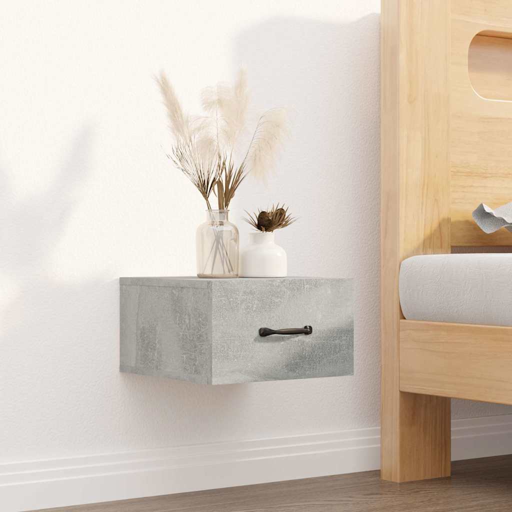vidaXL Wall-mounted Bedside Cabinets 2 pcs Concrete Grey 35x35x20 cm 3