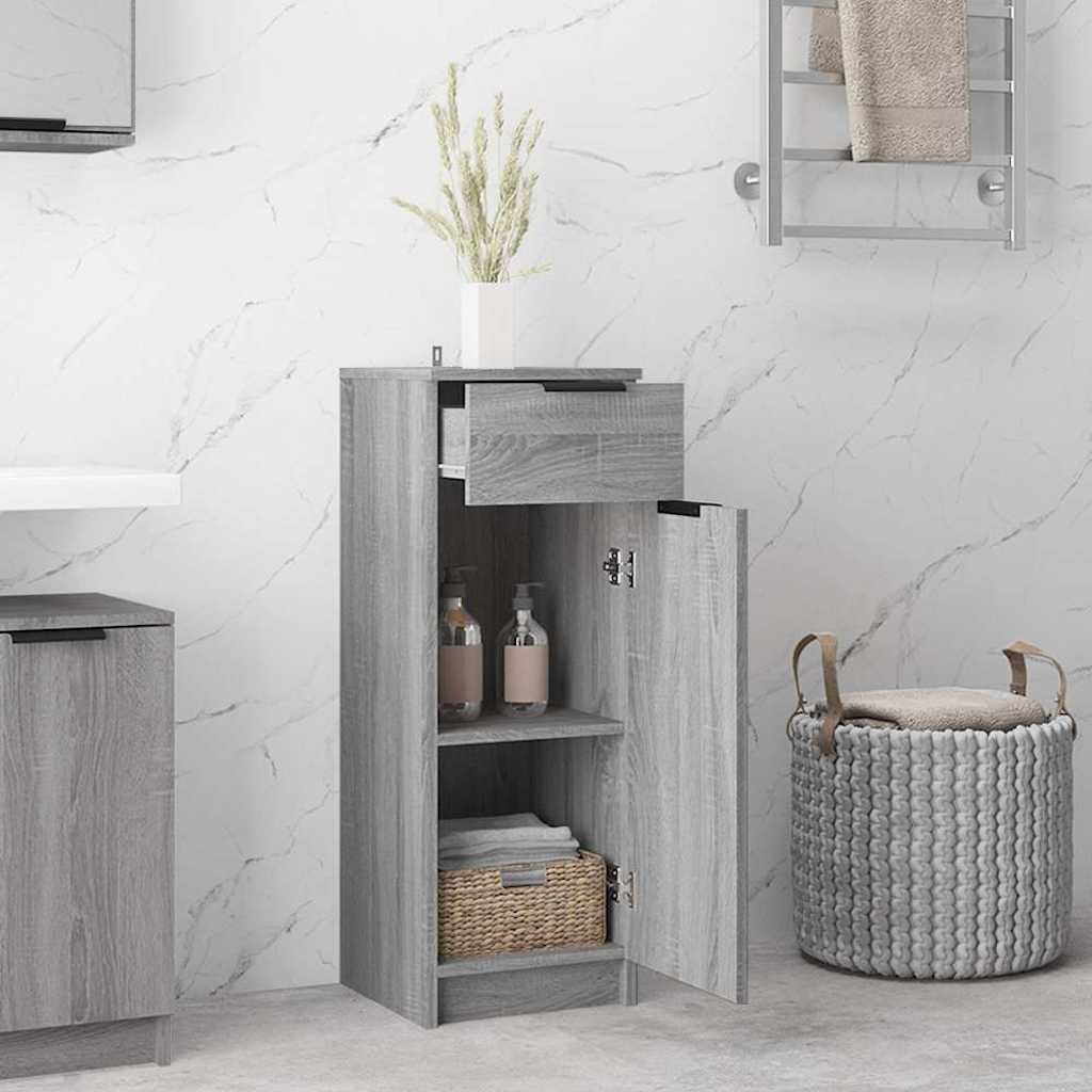 vidaXL Bathroom Cabinet Grey Sonoma 32x34x90 cm Engineered Wood 3
