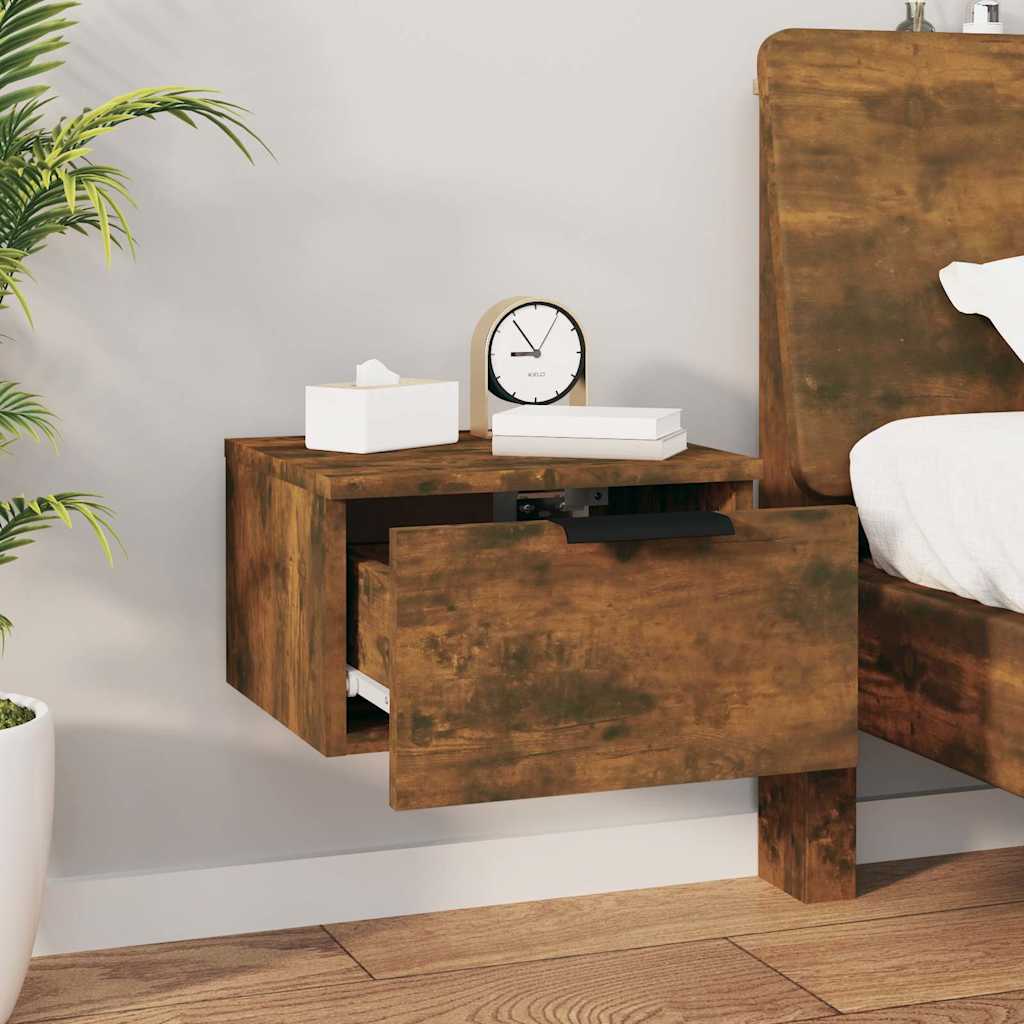 vidaXL Wall-mounted Bedside Cabinets 2 pcs Smoked Oak 34x30x20 cm 4