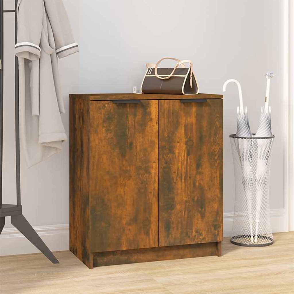 vidaXL Shoe Cabinet Smoked Oak 59x35x70 cm Engineered Wood 1