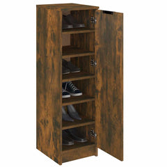 vidaXL Shoe Cabinet Smoked Oak 30x35x100 cm Engineered Wood 4