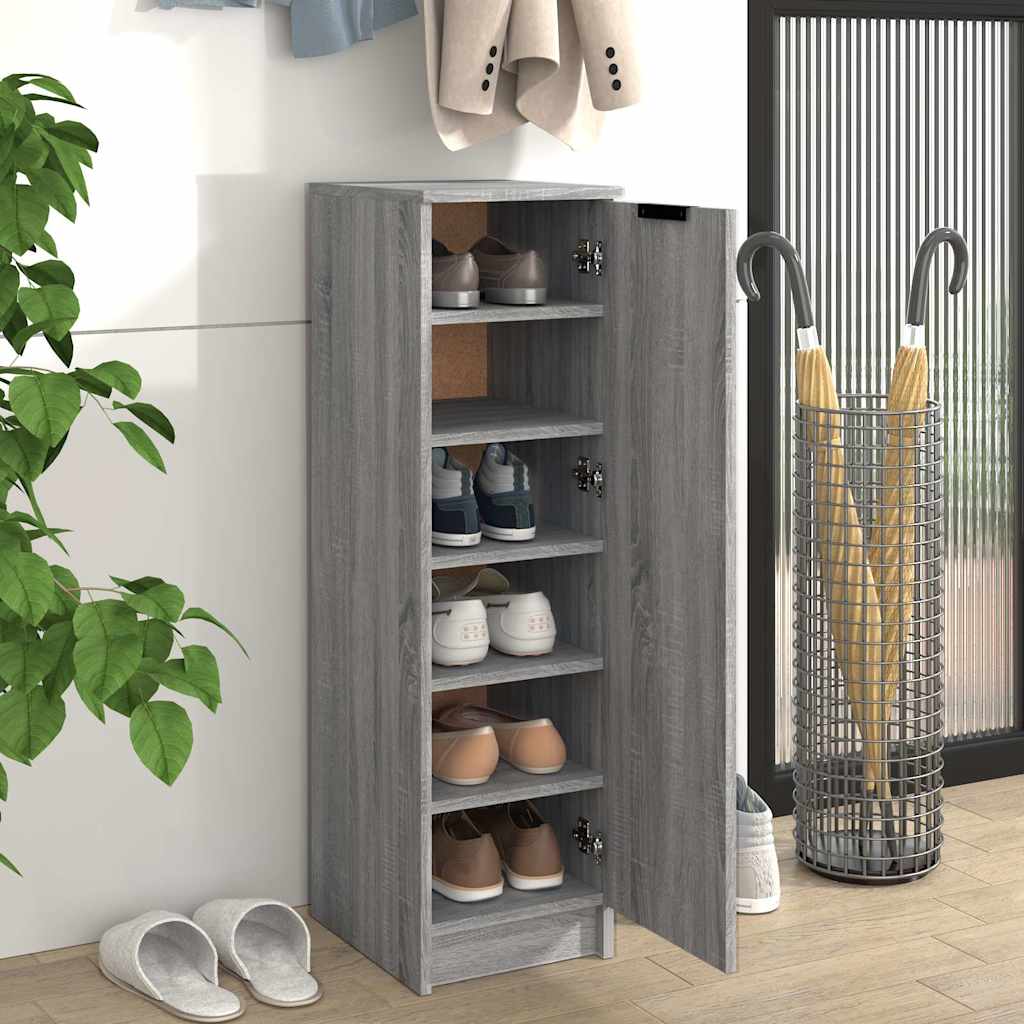 vidaXL Shoe Cabinet Grey Sonoma 30x35x100 cm Engineered Wood 3