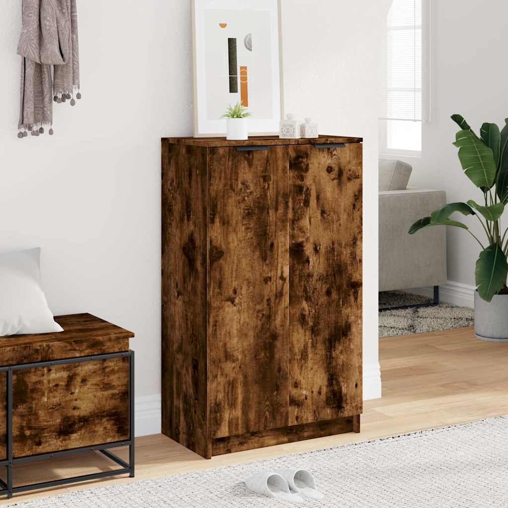 vidaXL Shoe Cabinet Smoked Oak 59x35x100 cm Engineered Wood 3