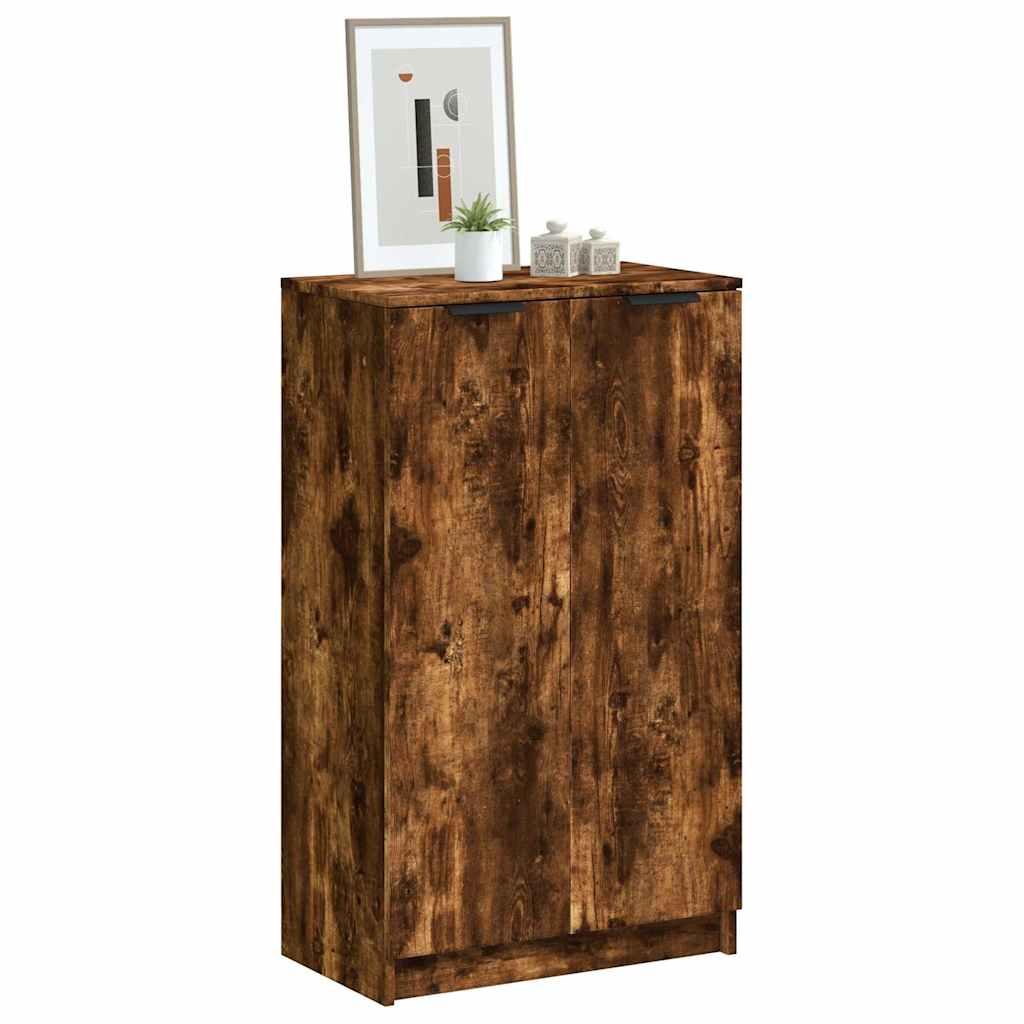 vidaXL Shoe Cabinet Smoked Oak 59x35x100 cm Engineered Wood 1
