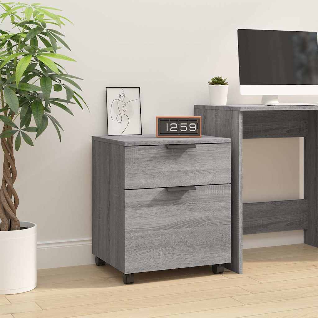 vidaXL Mobile File Cabinet with Wheels Grey Sonoma 45x38x54 cm Engineered Wood 1
