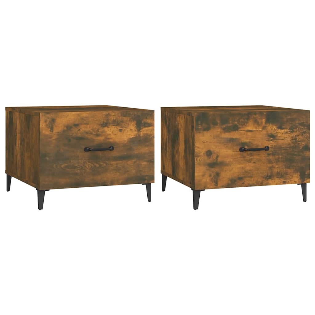 vidaXL Coffee Tables with Metal Legs 2 pcs Smoked Oak 50x50x40 cm 2