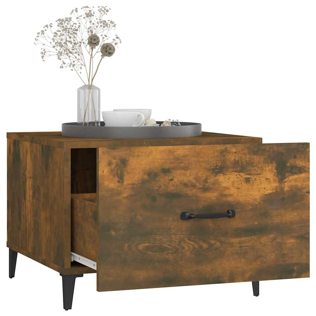 vidaXL Coffee Tables with Metal Legs 2 pcs Smoked Oak 50x50x40 cm 5