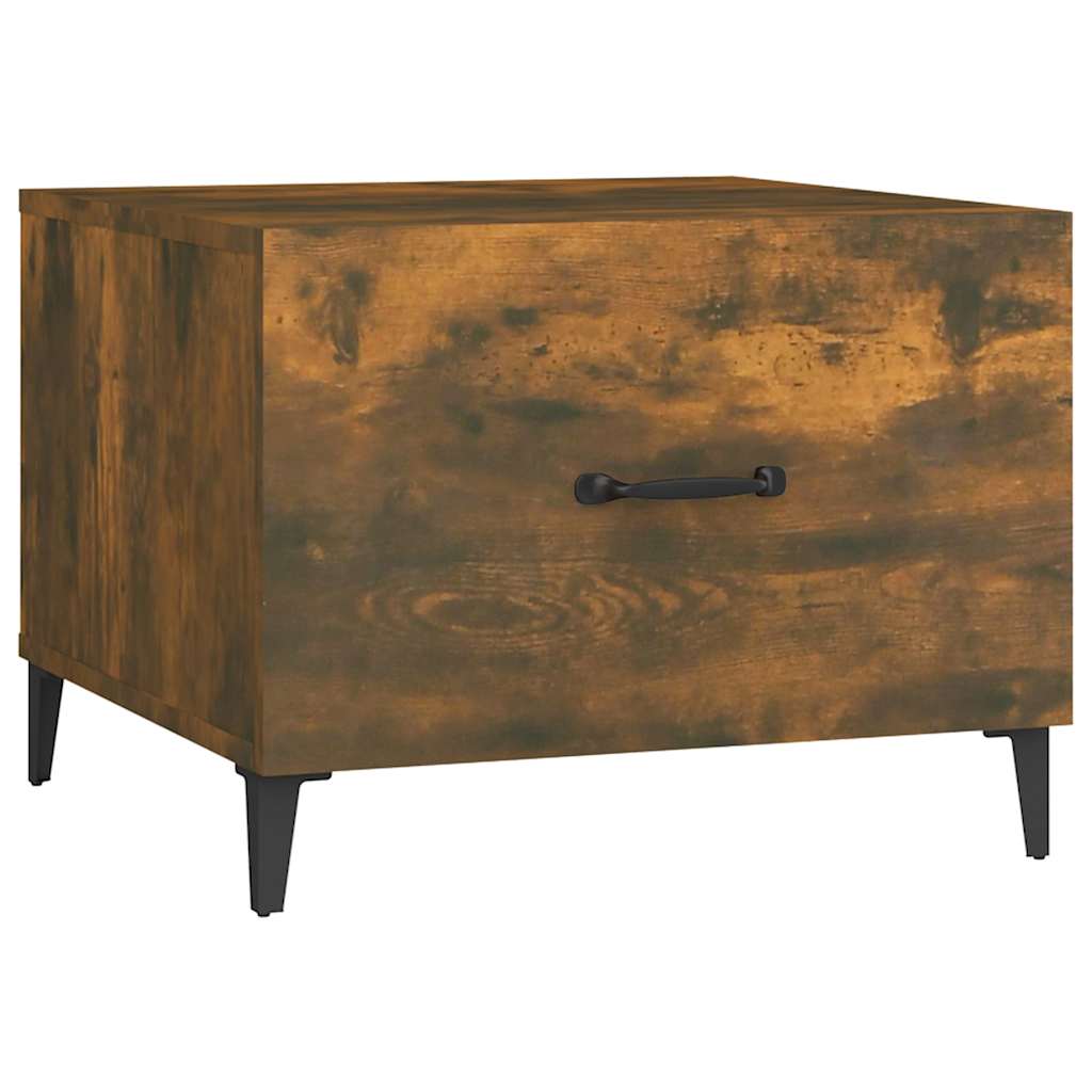 vidaXL Coffee Tables with Metal Legs 2 pcs Smoked Oak 50x50x40 cm 6