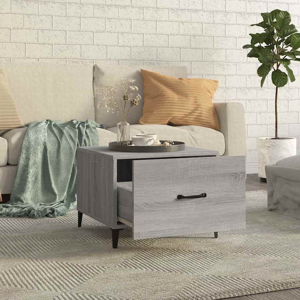 vidaXL Coffee Tables with Metal Legs 2 pcs Grey Sonoma 50x50x40 cm 3