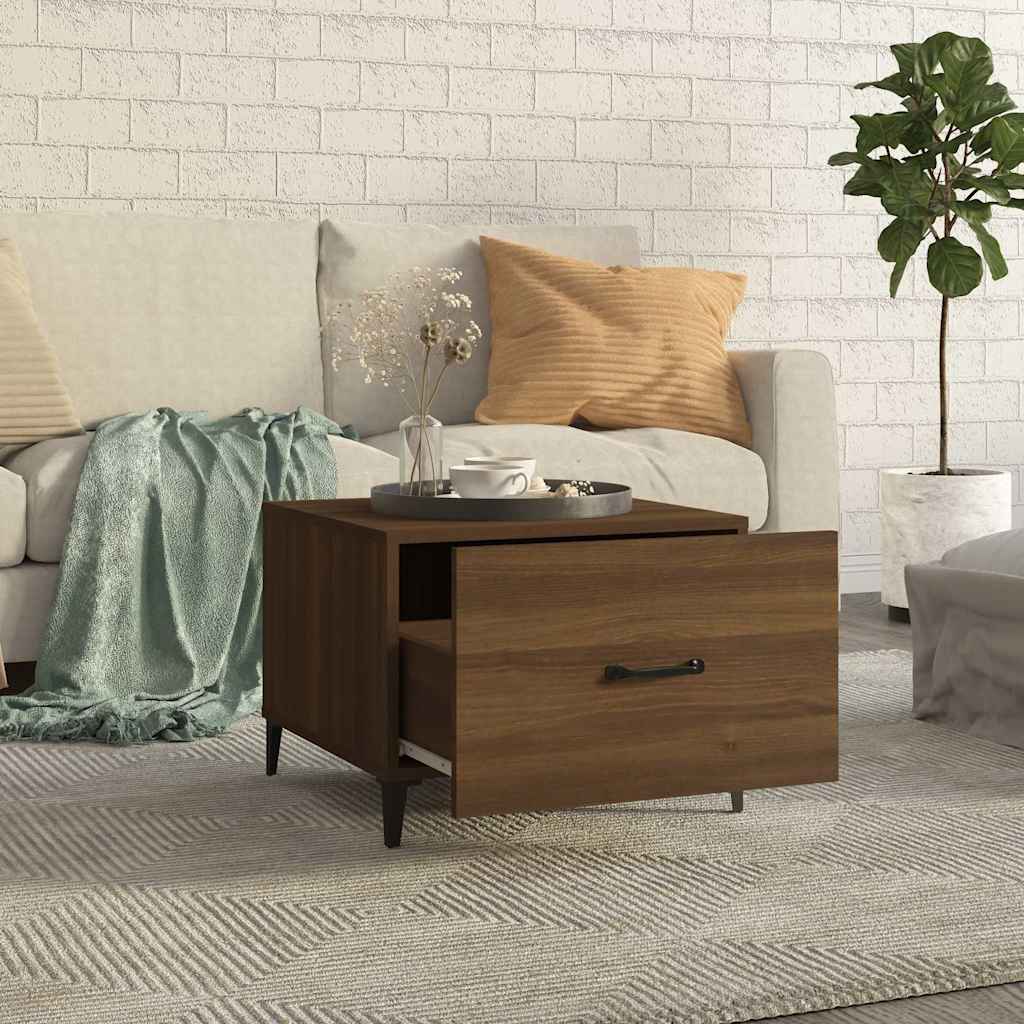 vidaXL Coffee Table with Metal Legs Brown Oak 50x50x40 cm 3