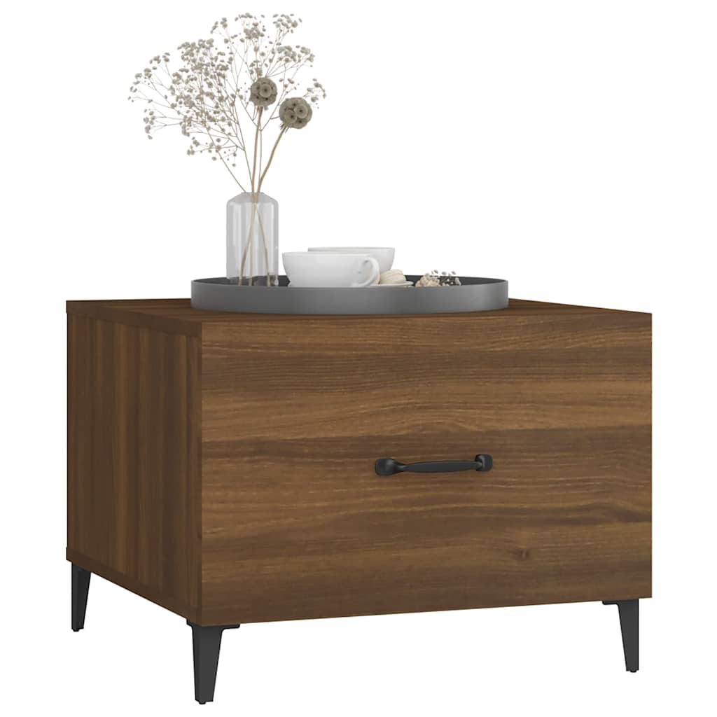 vidaXL Coffee Table with Metal Legs Brown Oak 50x50x40 cm 4