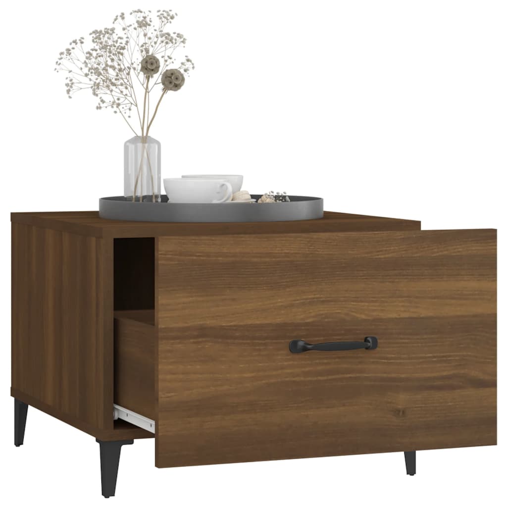 vidaXL Coffee Table with Metal Legs Brown Oak 50x50x40 cm 5
