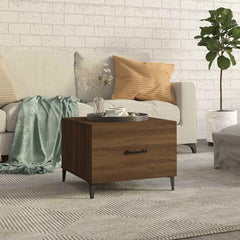 vidaXL Coffee Table with Metal Legs Brown Oak 50x50x40 cm 1
