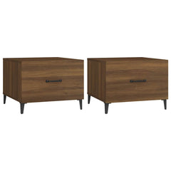 vidaXL Coffee Tables with Metal Legs 2 pcs Brown Oak 50x50x40 cm 2