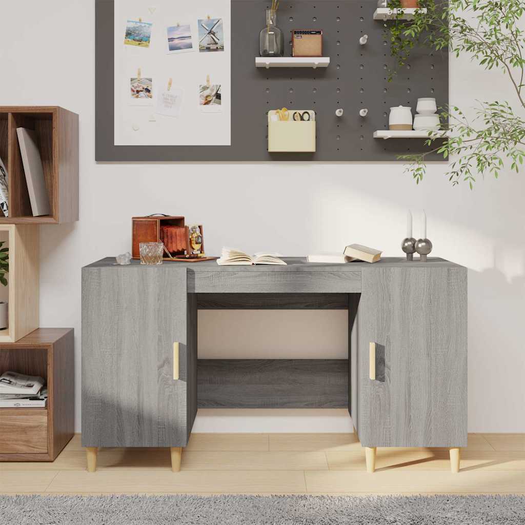 Desk 140x50x75 cm Engineered Wood Grey sonoma